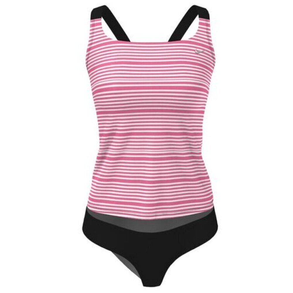 NWT Nike Women's Pinksicle Stripe V-Back 2 Piece Tankini Swimsuit Size Medium